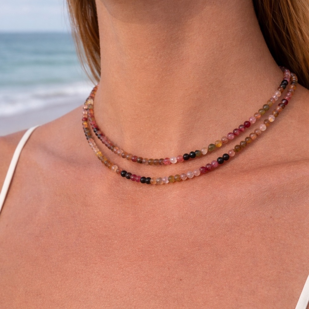 Rainbow Tourmaline Gemstone Magnetic Necklace